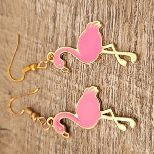 Earrings Pink Gold Flamingo